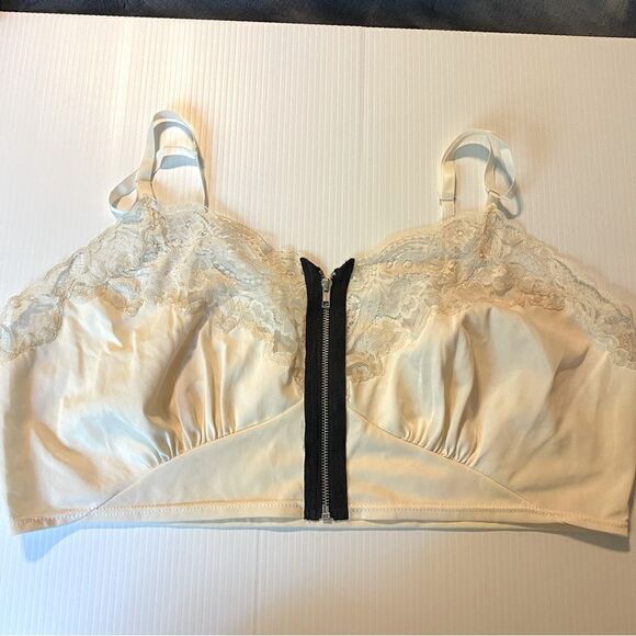 URBAN OUTFITTERS URBAN RENEWAL front ZIP BUSTIER bralette crop top lingerie- M - Picture 2 of 8